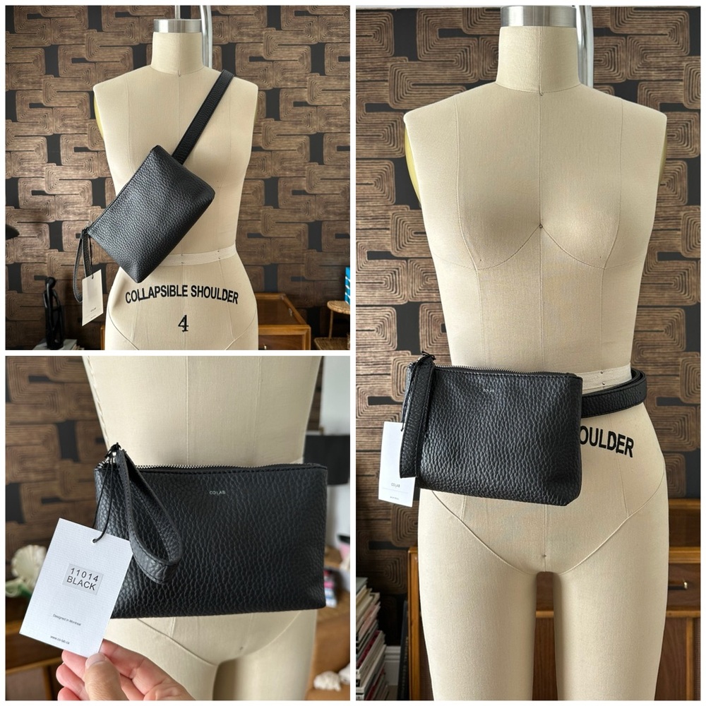 CO LAB Faux Pebble Leather Belt Bag/Wristlet